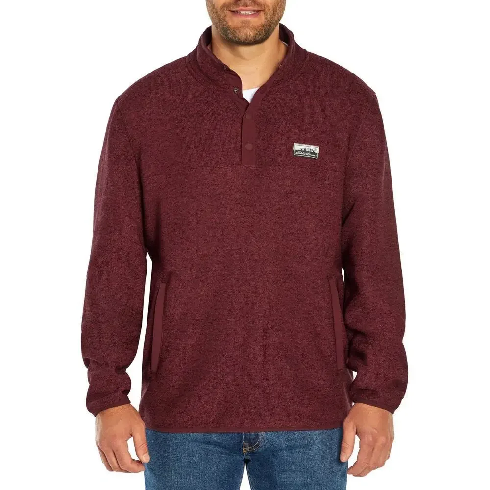 Eddie Bauer size XL red pocket pullover sweater warm EUC preppy mens casual